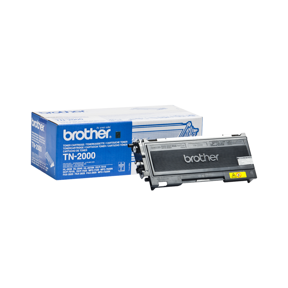 Toner Brother TN-2000 preto com caixa azul e branca ao fundo