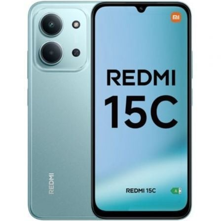 Smartphone Redmi 15C azul claro com câmara dupla e ecrã com notch