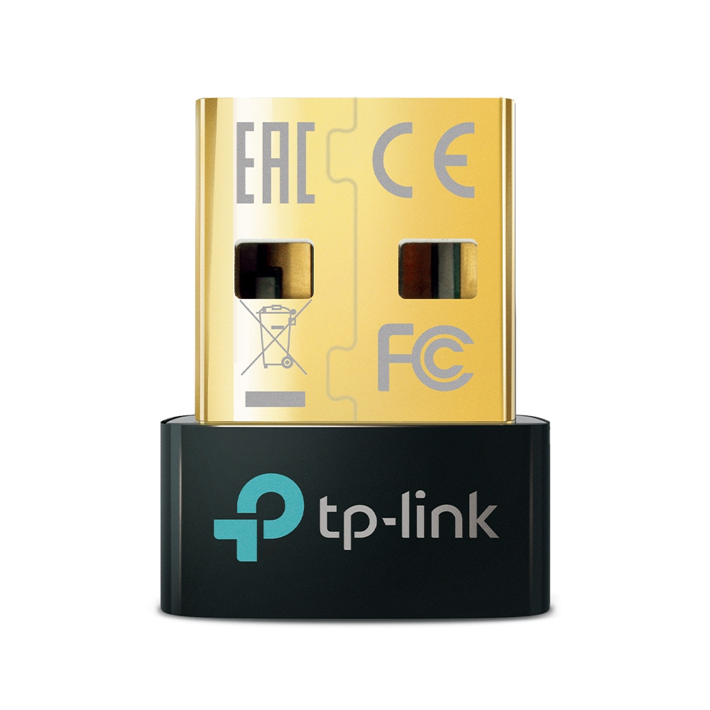 Adaptador USB tp-link com conector dourado e corpo preto