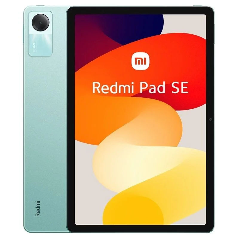 Tablet Redmi Pad SE azul claro com ecrã frontal e câmara traseira