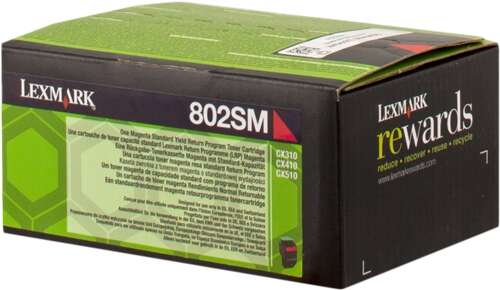 Caixa de toner Lexmark CX310 preta e verde com texto e código de modelo
