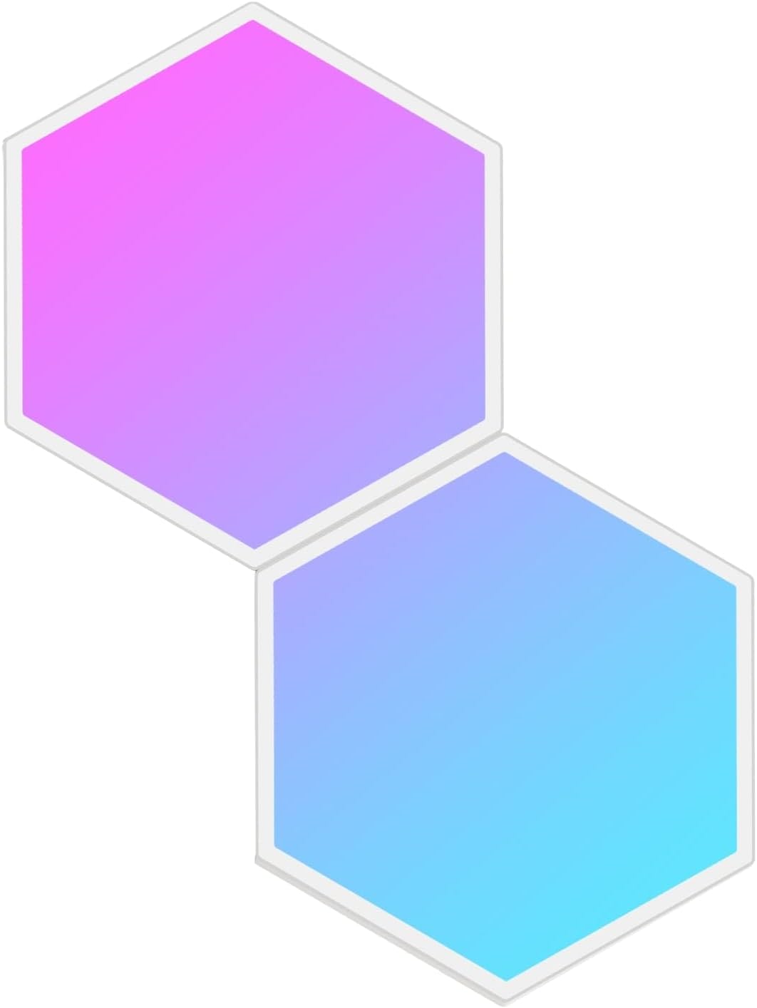 Duas formas hexagonais coloridas com bordas brancas