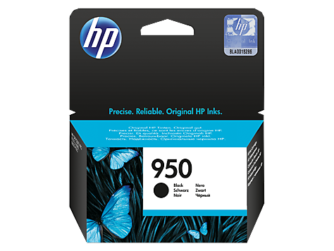 Cartucho de tinta HP 950 preto com design azul e preto e borboletas