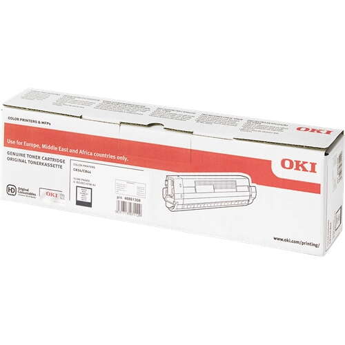 Embalagem de cartucho de toner OKI branco e vermelho para impressoras de cores