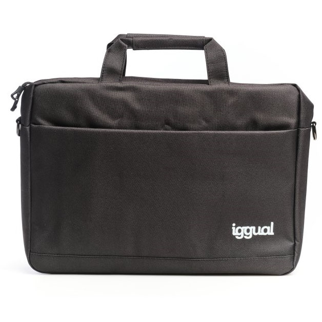 Mala preta tipo pasta com logótipo iggual