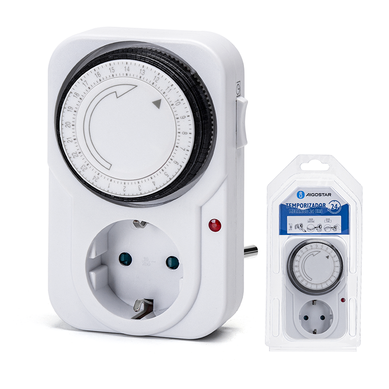 Temporizador mecânico branco Aigostar com dial circular e embalagem