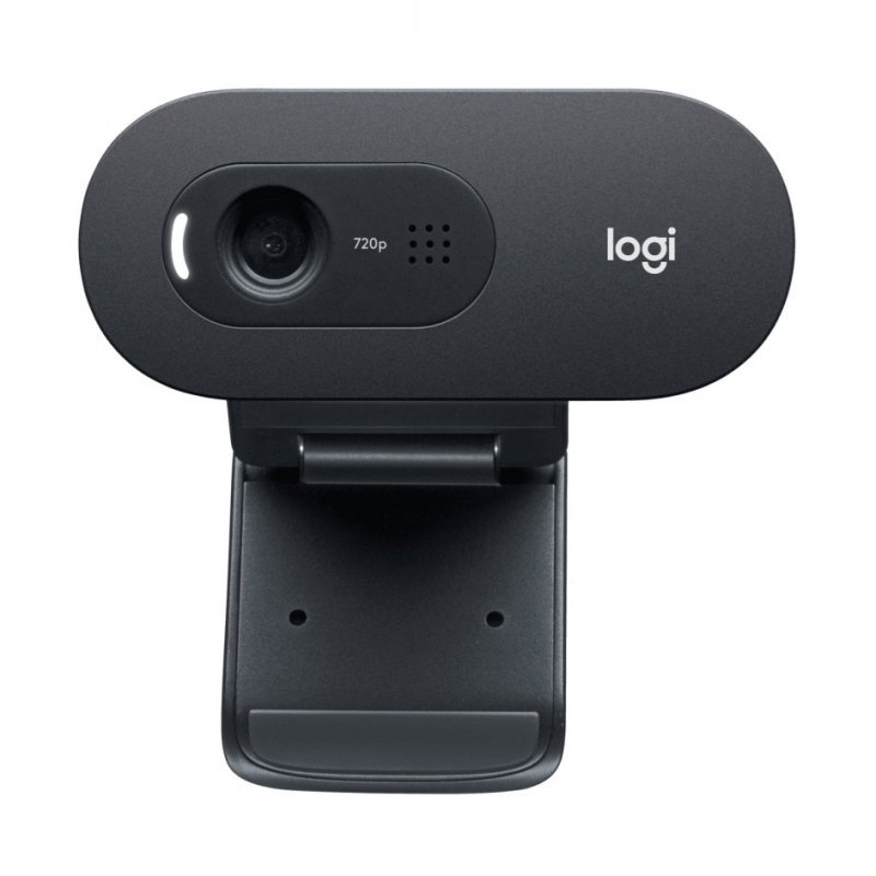 Webcam preta logi 720p com suporte ajustável
