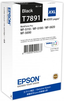 Cartucho de tinta Epson T7891 preto XXL em caixa para impressora WorkForce Pro