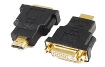 Adaptadores HDMI para DVI em preto com conectores dourados