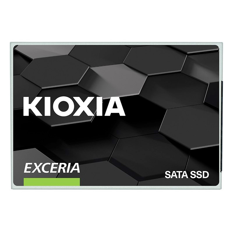Disco SSD SATA KIOXIA EXCERIA preto com padrão hexagonal