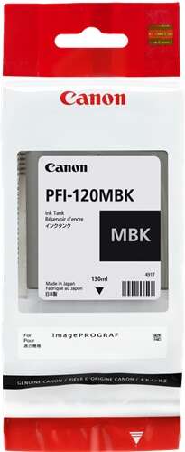 Cartucho tinta Canon PFI-120MBK preto mate 130ml embalagem branca e vermelha