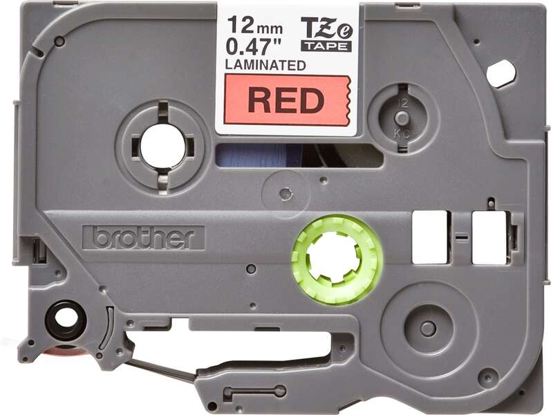 Fita de etiquetadora Brother TZ TAPE vermelha laminada, 12 mm