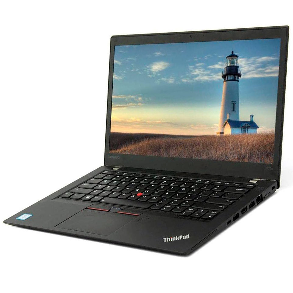 Computador portátil preto Lenovo ThinkPad com teclado e ecrã aberto