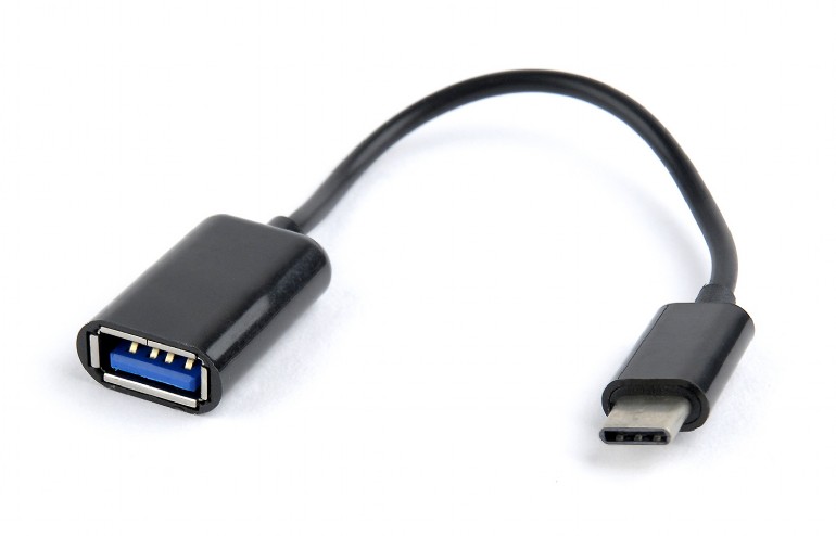 Cabo adaptador USB-C para USB 3.0 preto com cabo flexível