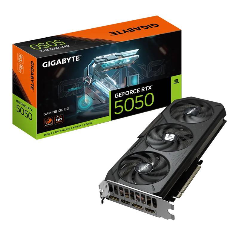 Placa gráfica Gigabyte GeForce RTX 5050 com caixa colorida