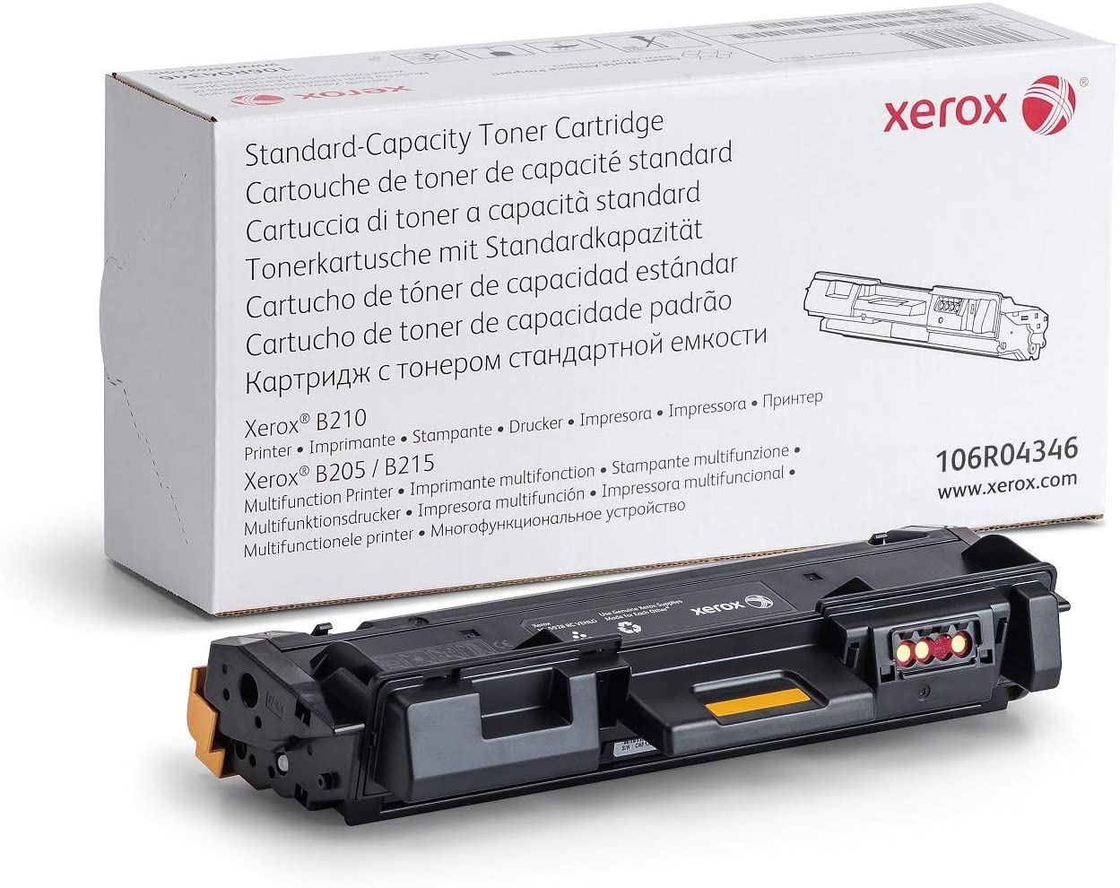 Cartucho de toner preto Xerox com embalagem branca para impressoras Xerox B210, B205 e B215.