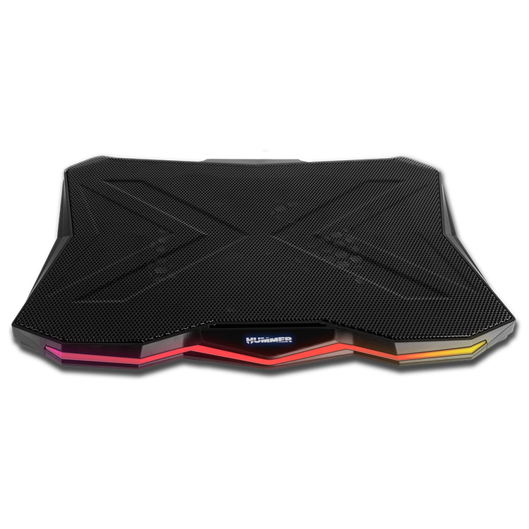 Base arrefecedora preta para portátil com iluminação RGB e logótipo HUMMER