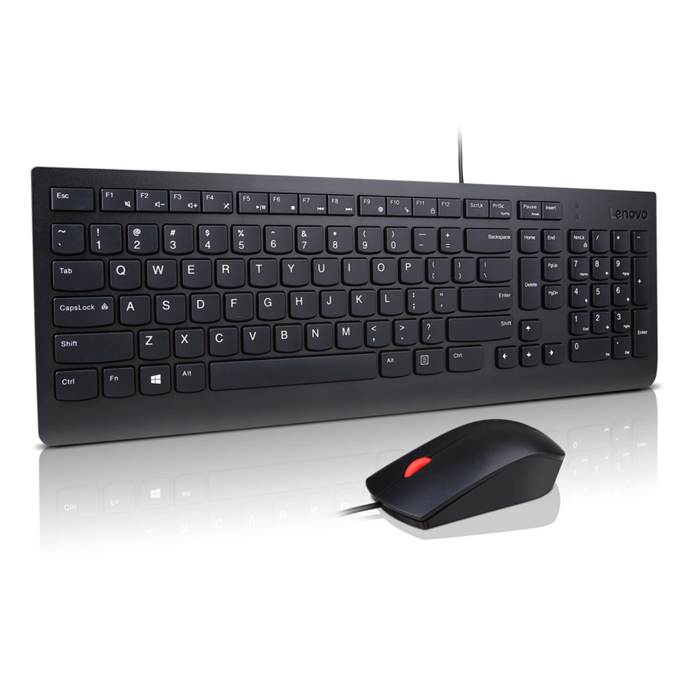 Teclado e rato Lenovo preto com cabo