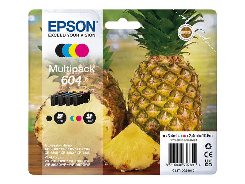 Embalagem de tinteiros Epson Multipack 604 com ananás