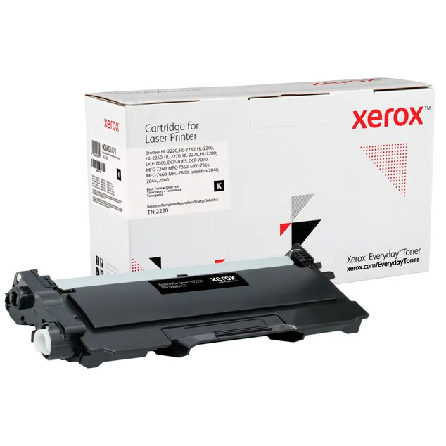 Toner preto para impressora a laser Xerox com embalagem branca e texto