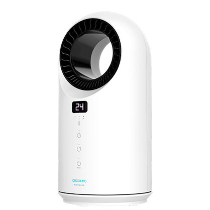 Aparelho branco de ar condicionado portátil com visor digital e botões