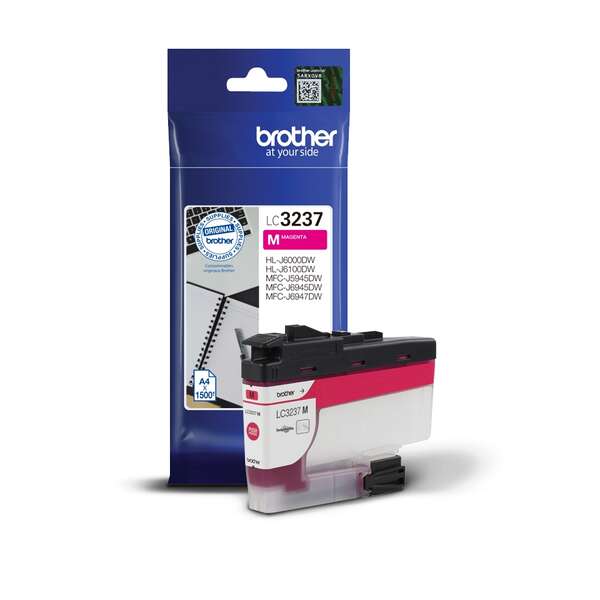 Cartucho de tinta Brother LC3237 M magenta com embalagem azul