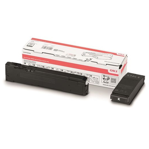 Toner OKI preto com caixa ao fundo