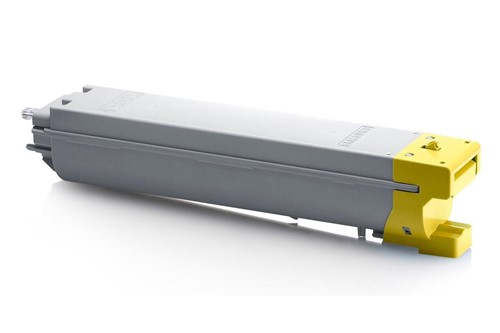 Recipiente para toner de impressora cinzento com tampa amarela