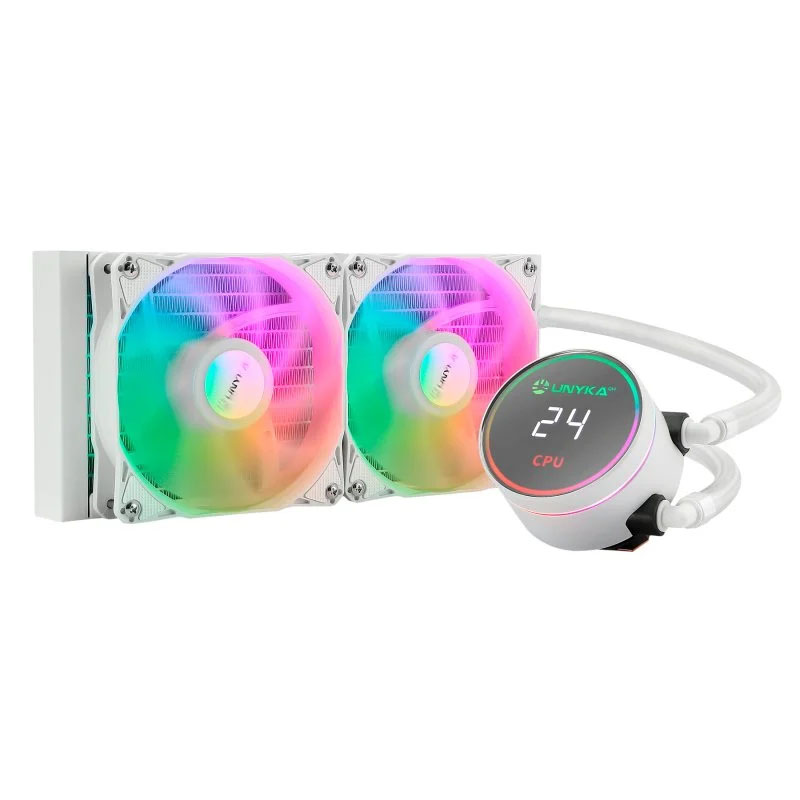Sistema de refrigeração líquida para CPU com ventiladores RGB e ecrã digital