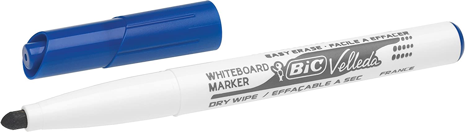 Marcador de quadro branco BIC Velleda com tampa azul e corpo branco