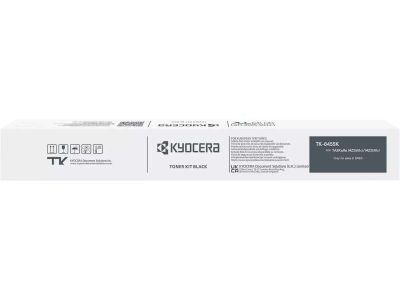 Embalagem branca de toner preto Kyocera TK-8455K para impressora TASKalfa