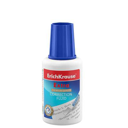 Frasco de líquido corretor ErichKrause Extra com tampa azul