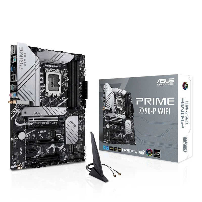 Placa-mãe ASUS PRIME Z790-P WIFI com antena WiFi e embalagem