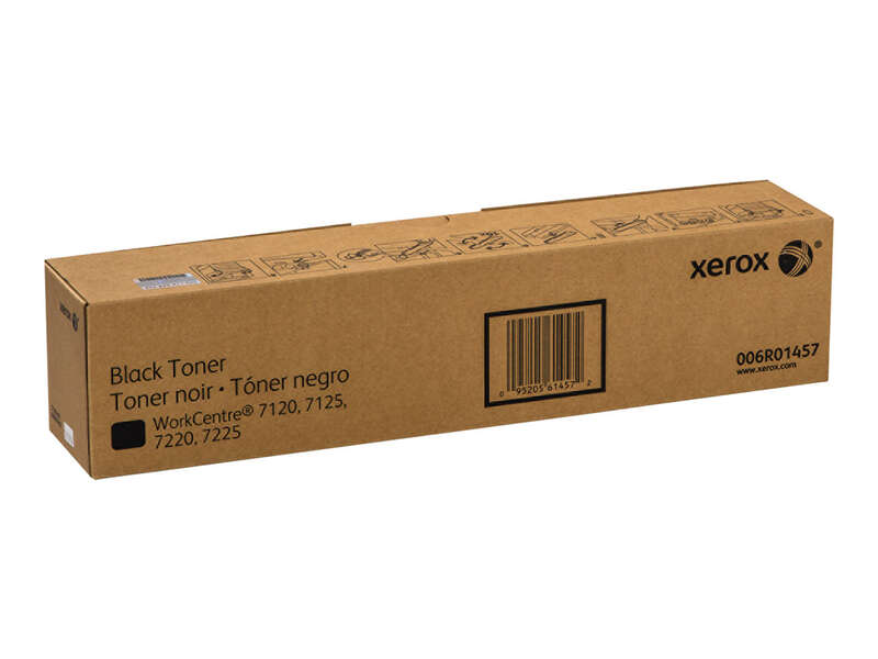 Caixa de cartão castanho para toner preto Xerox com texto e logótipo