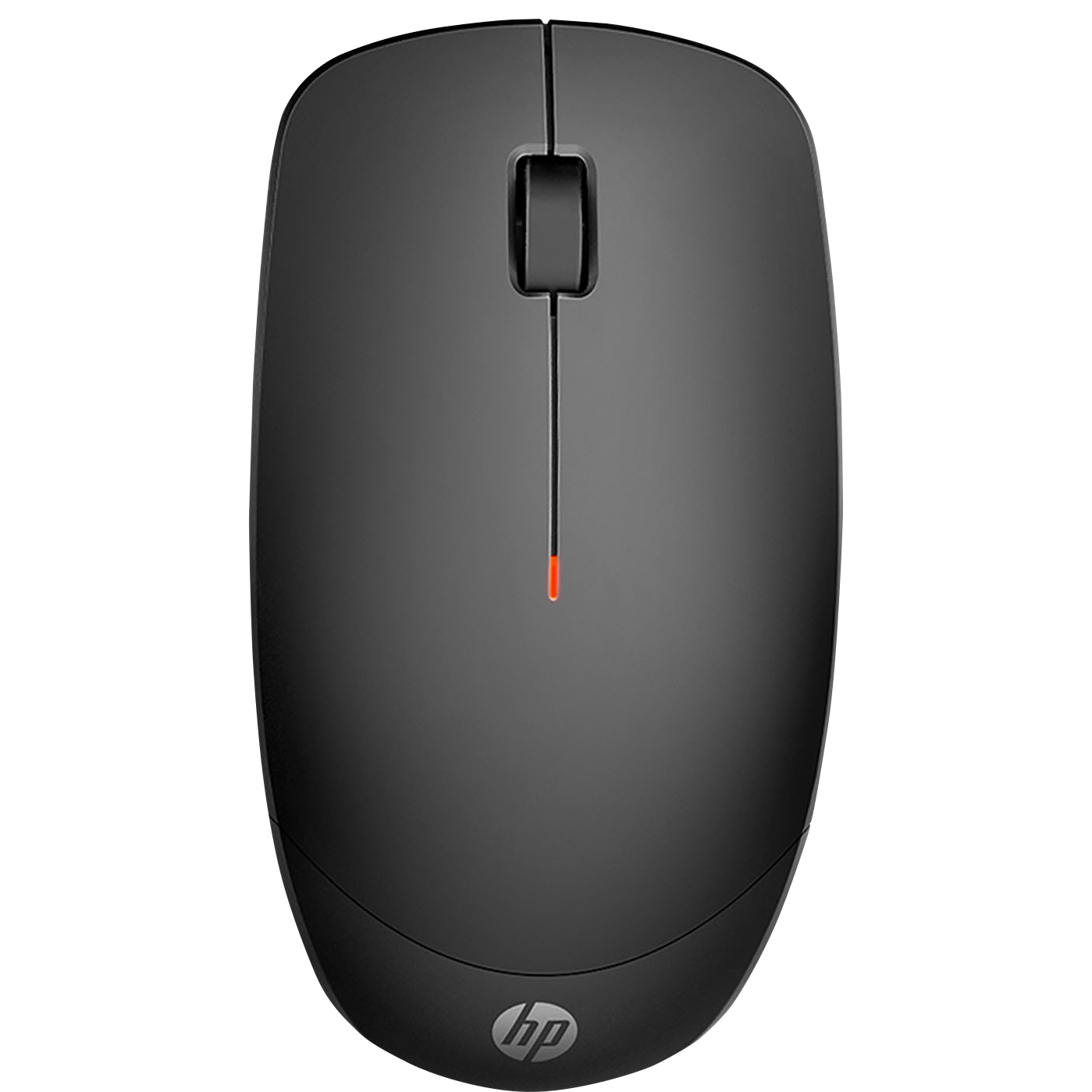 Rato preto sem fios com detalhe vermelho e logótipo HP