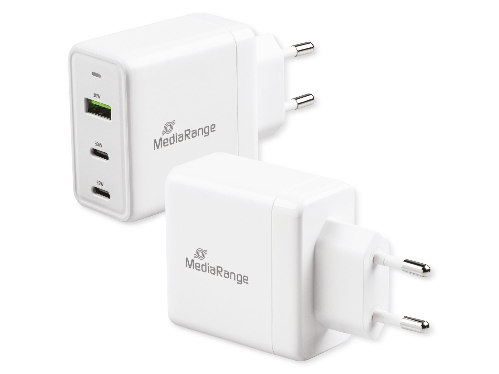 Carregador de parede branco MediaRange com USB e plugue europeu