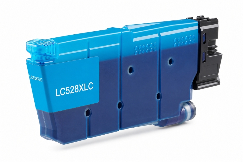 Cartucho de tinta azul LC528XLC em plástico translúcido azul
