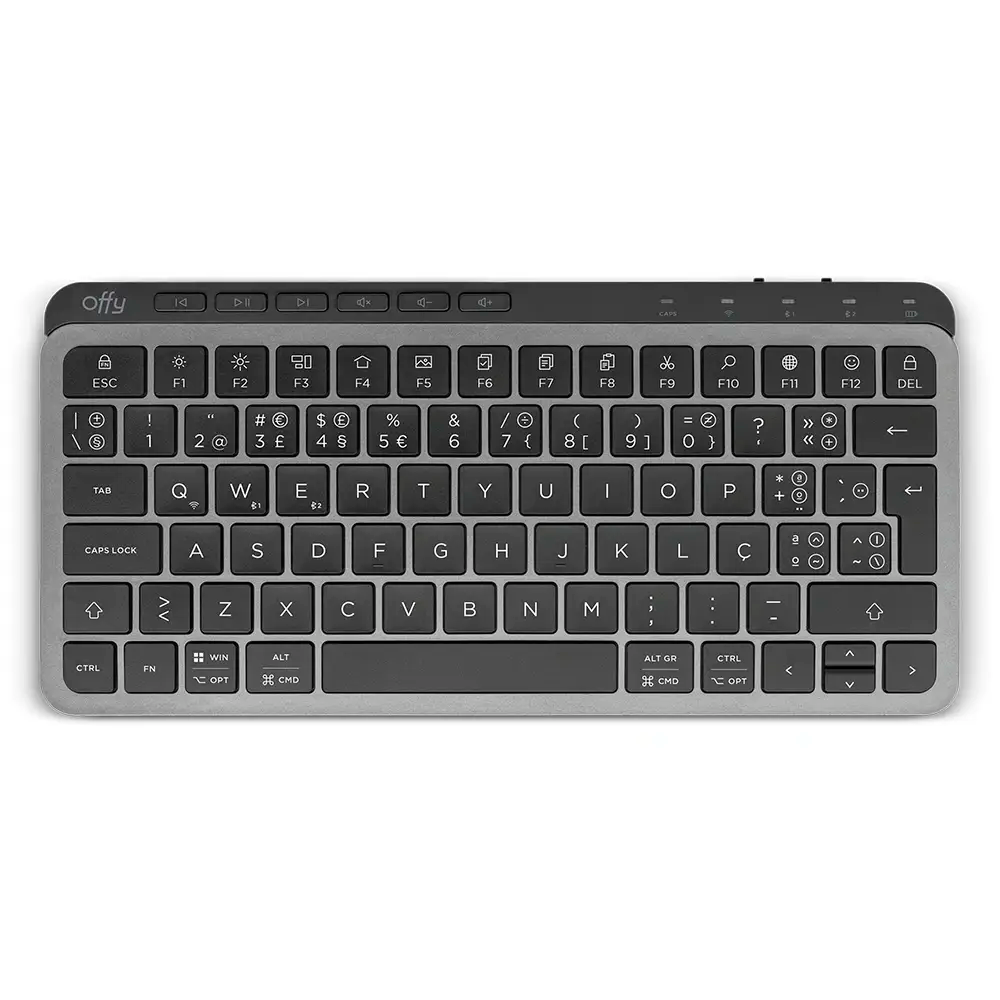 Teclado sem fios Offy cinzento e preto