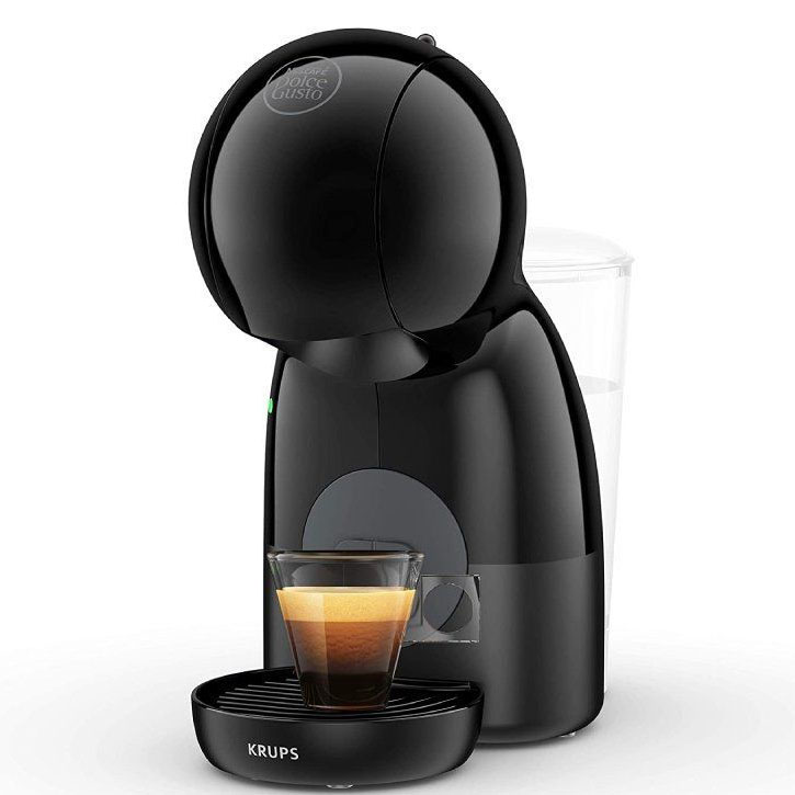 Máquina de café expresso preta KRUPS com copo de café expresso