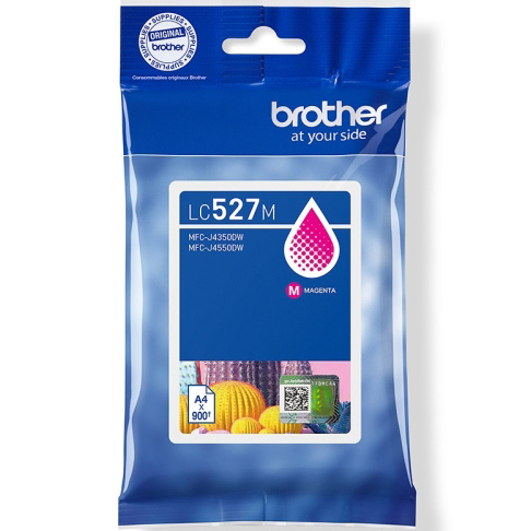 Pacote azul com cartucho de tinta Brother LC527M magenta