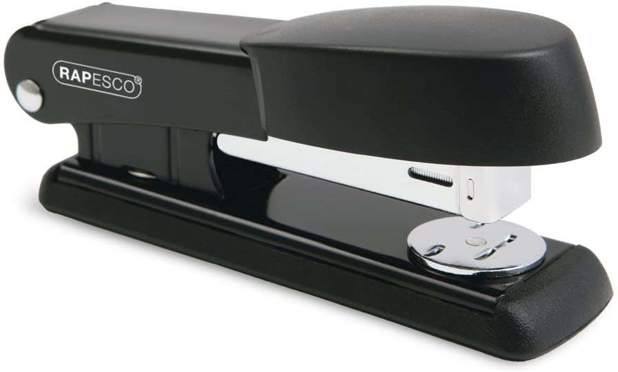 Agrafador de secretária preto com marca RAPESCO