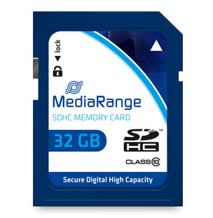 Cartão de memória MediaRange SDHC 32 GB azul escuro