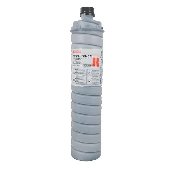 Recipiente de toner Ricoh preto modelo 6210D com corpo espiral cinza