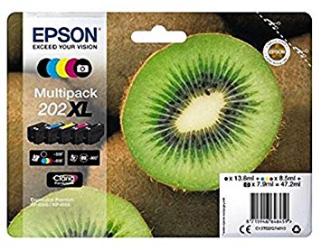 Embala multipack tinteiros Epson 202 XL com fatias de kiwi e texto