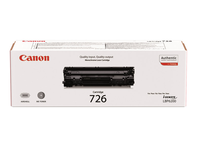 Embalagem branca de cartucho de toner Canon 726 para impressora i-SENSYS LBP6200