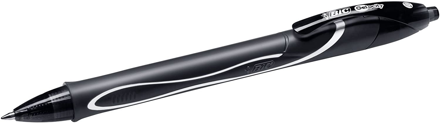 Caneta de tinta gel preta BIC Gel-ocity com corpo ergonómico