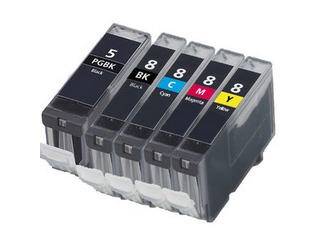Conjunto de cinco tinteiros para impressora em várias cores
