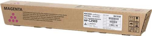 Caixa de cartucho toner magenta RICOH MP C2503 em embalagem de papelão