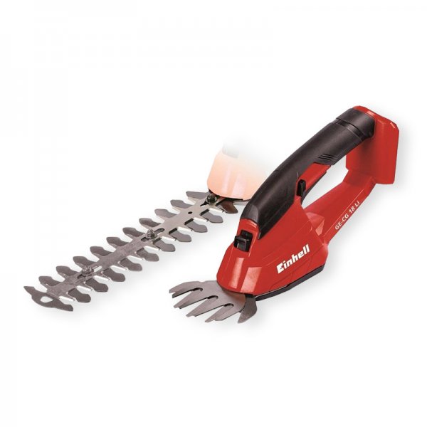 Tesoura de poda elétrica vermelha Einhell com lâmina dentada e lâmina em forma de garra