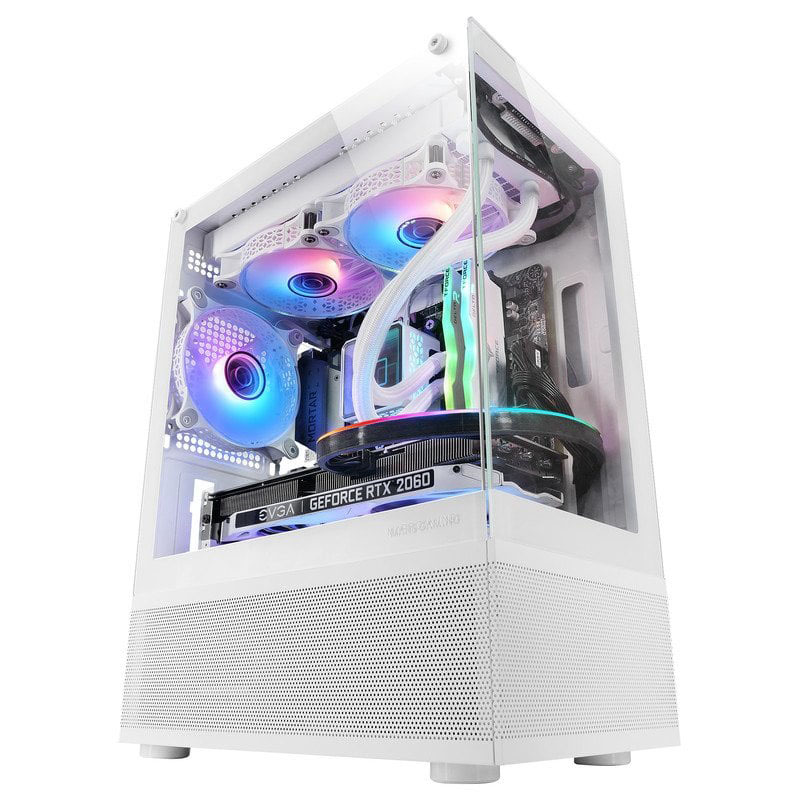 Computador de secretária branco com ventiladores RGB e placa gráfica GeForce RTX 2060